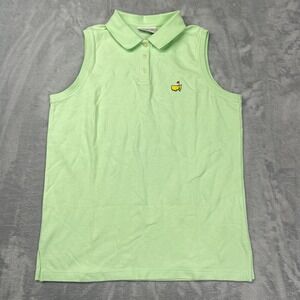 Masters Polo Shirt Womens M Green Golf Performance Sleeveless Side Slit Popover